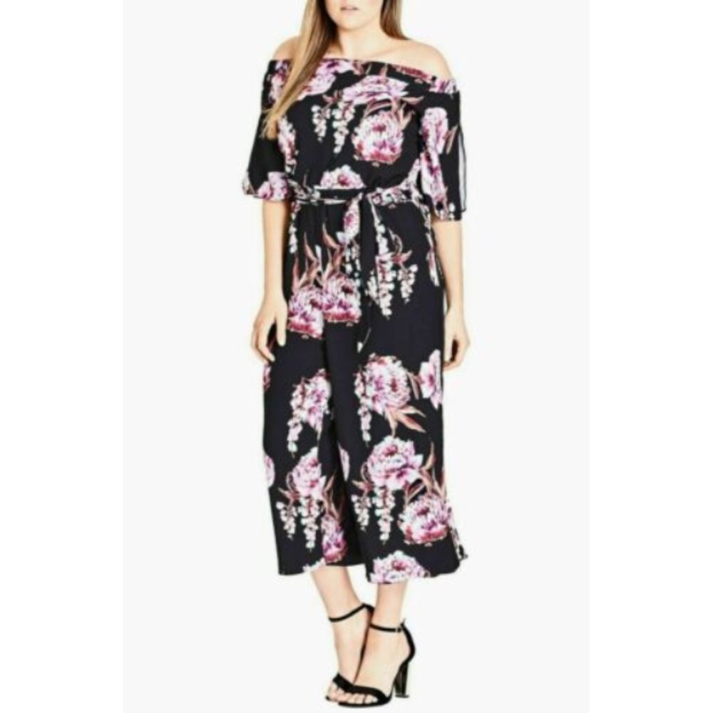 City Chic Floral Jumpsuit 20/L "Pulling In Fabric"